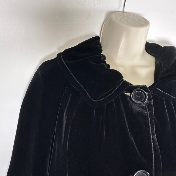 Vintage Black Velvet Evening Coat, Silk Rayon Mix, Dramatic, Romantic, Theatre - Picture 5 of 10